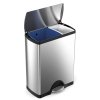 simplehuman TRASH Dwukomorowy Stalowy Kosz na Śmieci 46 l / Srebrny